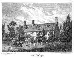A drawing of the old Vicarage in Olney, hte home of Rev John Newton from 1764-1779