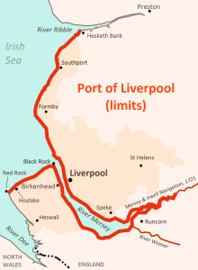 map of the limits of the Port of Liverpool where John Newton was a Tide Surveyor